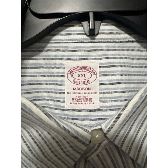 Brooks Brothers Regent Light Blue Striped Button Down Cotton Shirt Men's XXL - Picture 2 of 6